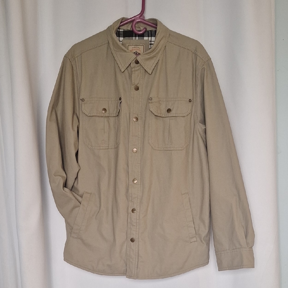 CQR Men's Tan Snap Up Shirt Jacket Shacket Size L